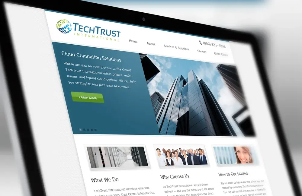 A custom Columbus business website designed by Columbus Website Design, shown on a desktop monitor