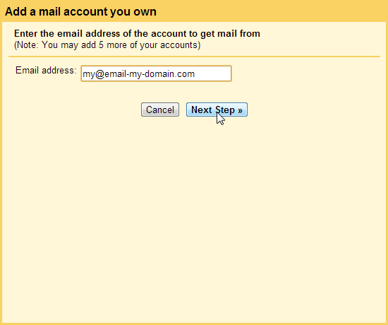 Click Next POP3 SMTP Gmail